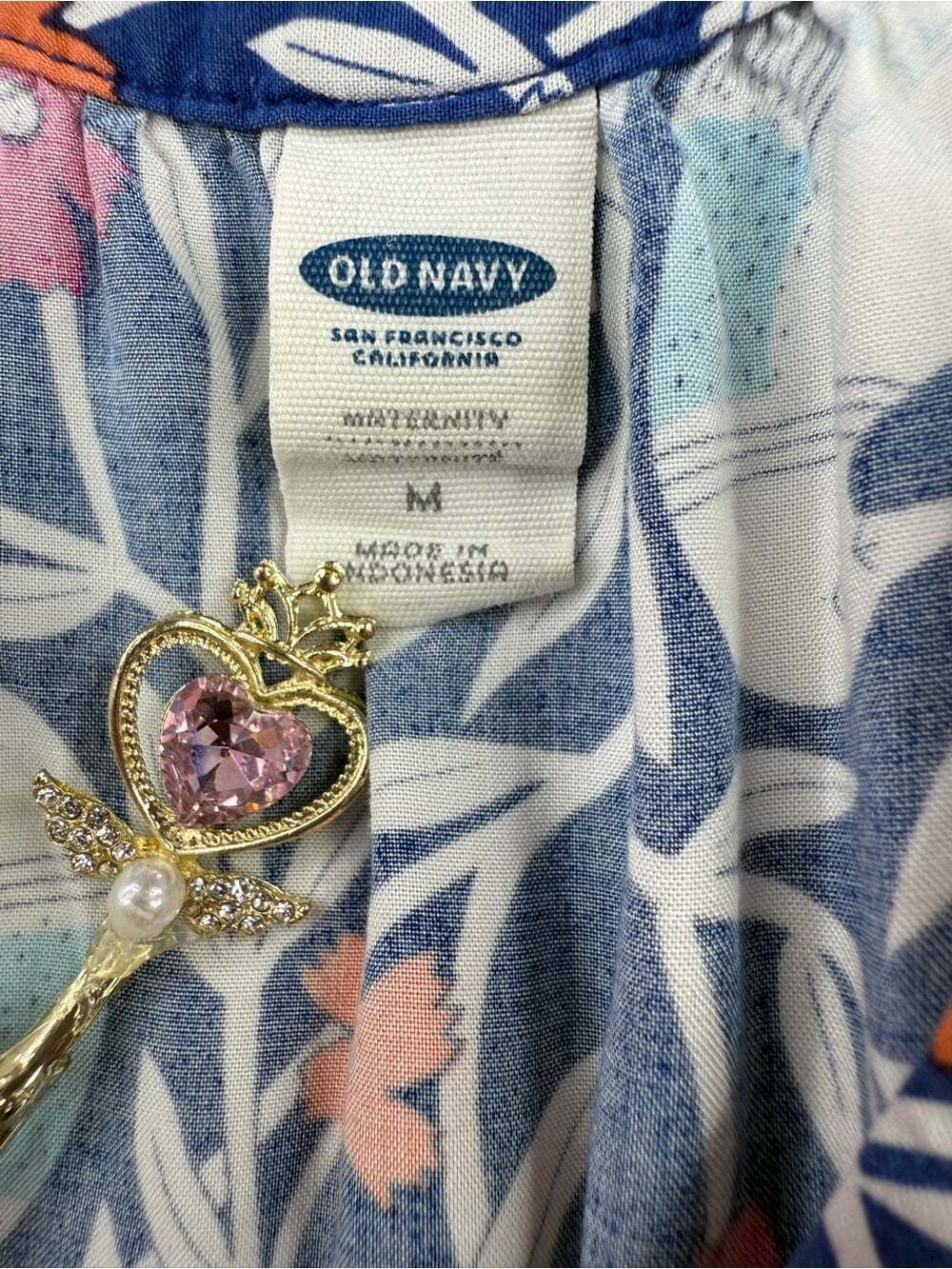 Old Navy Blue Floral Maxi Dress with Orange & Pink Accents - Picture 8 of 16